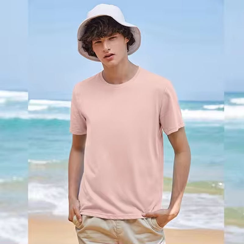 Summer Cotton T Shirts Men 2025 Simple O Neck Stretch Solid New Tops Clothing Casual Tshirt Man Streetwear Cool Tee Shirts