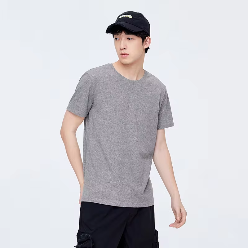 Summer Cotton T Shirts Men 2025 Simple O Neck Stretch Solid New Tops Clothing Casual Tshirt Man Streetwear Cool Tee Shirts