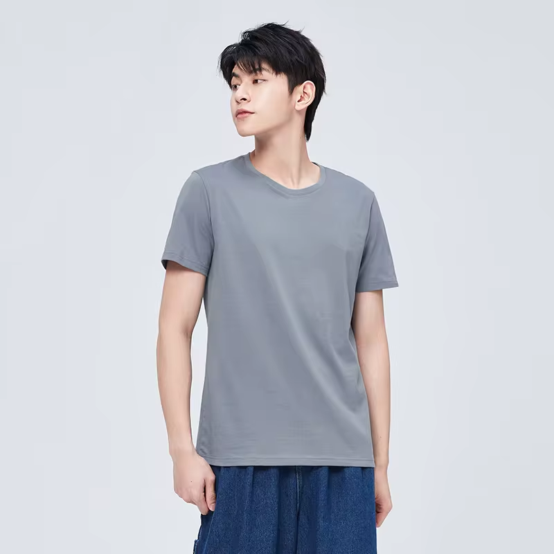 Summer Cotton T Shirts Men 2025 Simple O Neck Stretch Solid New Tops Clothing Casual Tshirt Man Streetwear Cool Tee Shirts