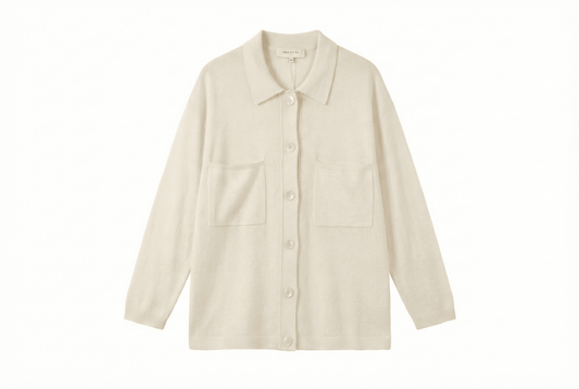 Luxe Layering: Merino Wool & Viscose Soft-Knit Shacket | Cream