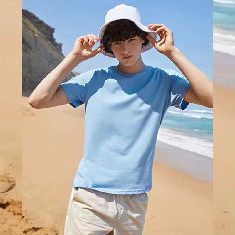 Summer Cotton T Shirts Men 2025 Simple O Neck Stretch Solid New Tops Clothing Casual Tshirt Man Streetwear Cool Tee Shirts